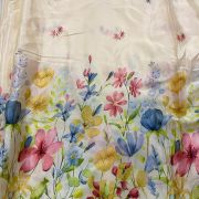 Chinon Fabric with Floral Print In Daman Style In Cream Colour