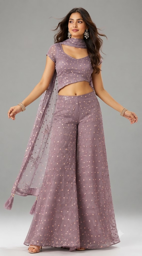 Sharara Set In Lavender Colour