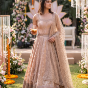 Banarasi Anarkali In Cream Colour