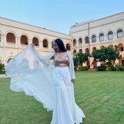 Three Piece Sharara Set In White Colour