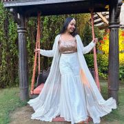 Three Piece Sharara Set In White Colour