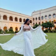 Three Piece Sharara Set In White Colour
