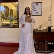 Three Piece Sharara Set In White Colour