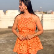 Floral Co-Ord Set In Orange Colour