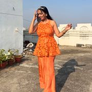 Floral Co-Ord Set In Orange Colour