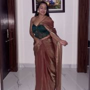 Golden Open Saree With Corset Blouse