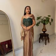 Golden Open Saree With Corset Blouse