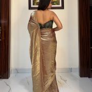 Golden Open Saree With Corset Blouse