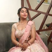Gota And Mukesh Embroidered Pastel Pink Flared Lehenga Set In Tissue Fabric