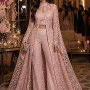 Co-ord Set With Cape In Pastel Pink Colour