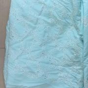 Russian Cotton With Thread And Sequin Floral Embroidered Fabric