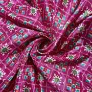 Patola Print Scalloped Dupatta with Crop Blouse and Tiered Sharara In Pink Colour