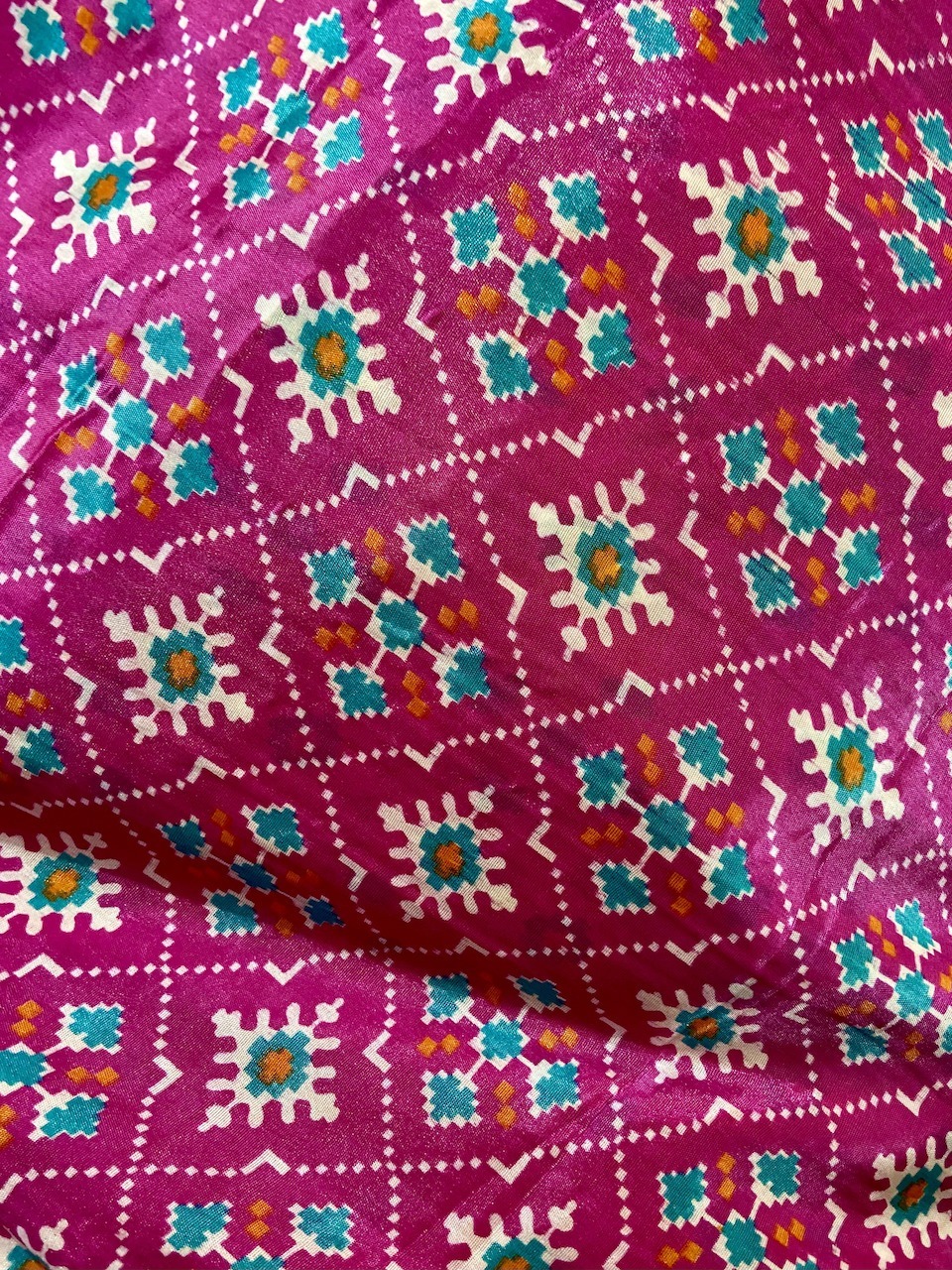 Patola Print Scalloped Dupatta with Crop Blouse and Tiered Sharara In Pink Colour