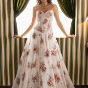 Floral Printed Embroidered Corset Lehenga In White Colour