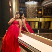Sweetheart Neck Gown In Red Colour- Net & Georgette