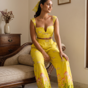 Sunshine Yellow Heritage Print Co-ords Sets- Sister Twinning