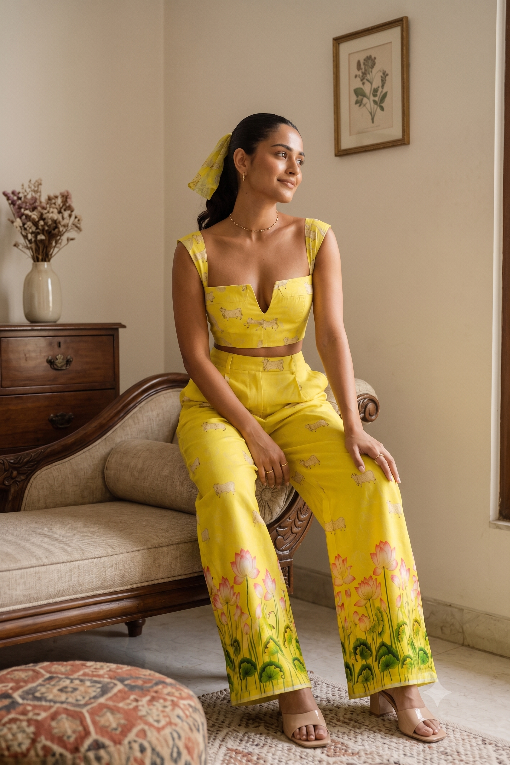 Sunshine Yellow Heritage Print Co-ords Sets- Sister Twinning