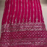 Pure georgette Rani Pink heavy zari and sequin Embrodiered Daman Design Fabric