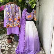 Lavender Ombre With Floral Multi Embroidered Twinning Couple Outfit