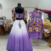 Lavender Ombre With Floral Multi Embroidered Twinning Couple Outfit