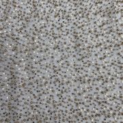 Big Width Imported net Fabric with all over Pearl and Cut Dana hand embroidery on it in beige golden Colour