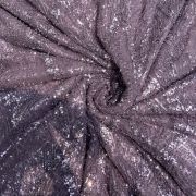 Lavender Colour Net With Silver And Tonal Sequins And Cutdana, In Leaf Pattern Fabric