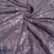 Lavender Colour Net With Silver And Tonal Sequins And Cutdana, In Leaf Pattern Fabric