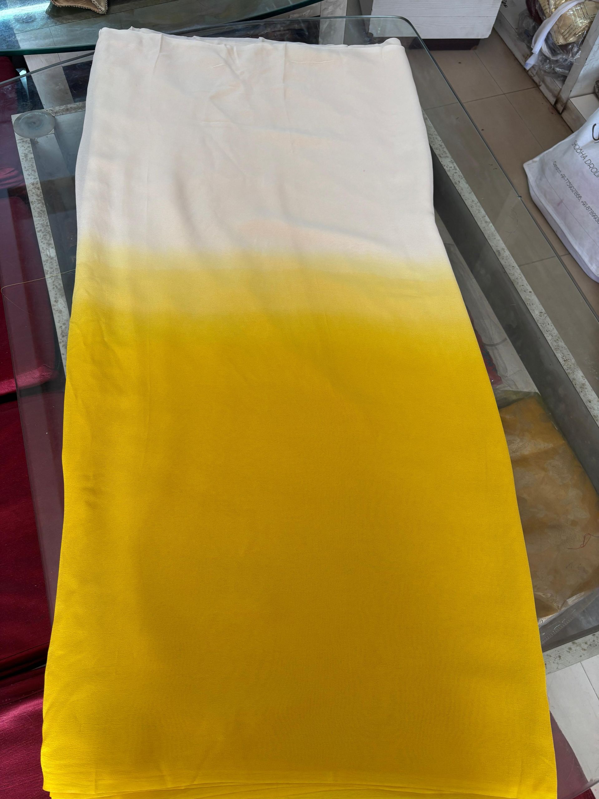 Pure geogrette Fabric with hand dyed Ombre