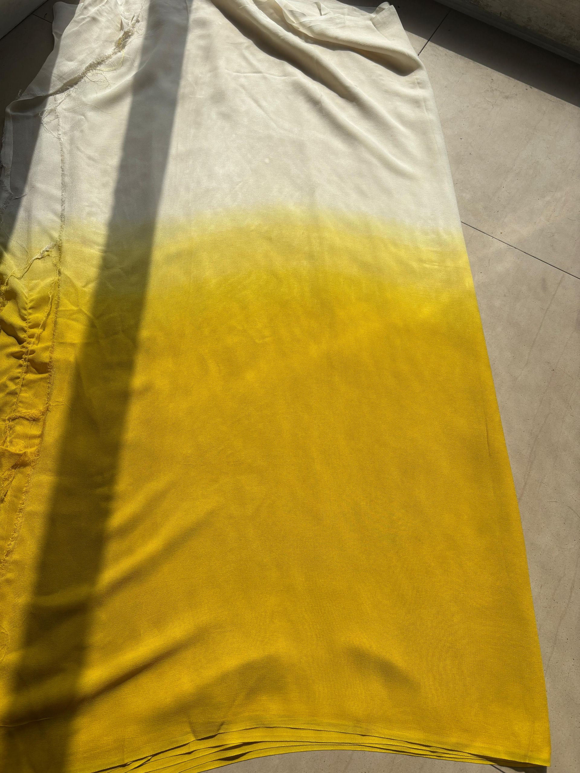 Pure geogrette Fabric with hand dyed Ombre