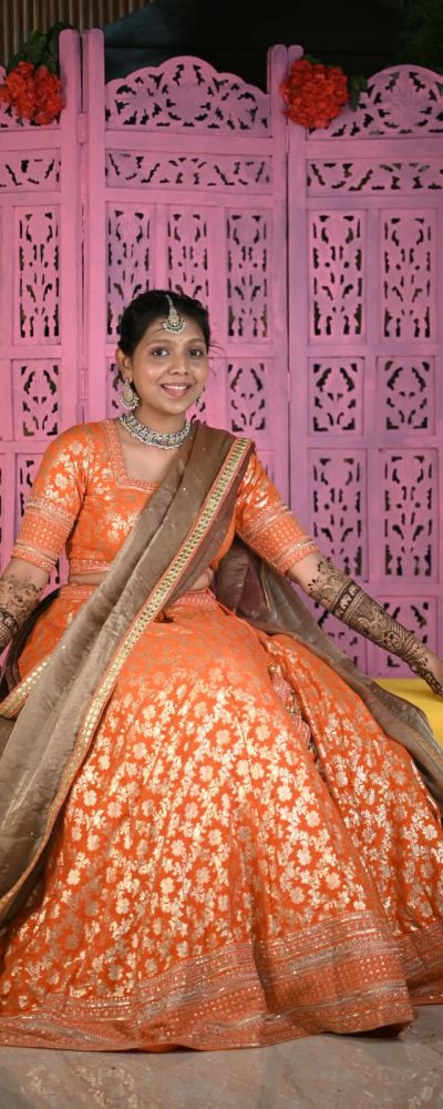 Banarasi Dola Silk Lehenga With Hand Embroidery details On Organza Satin Dupatta
