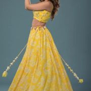 Sunheri Flared Lehenga set and Dupatta with Cut out and shell detailings